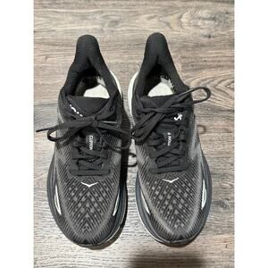HOKA Clifton 9 Running Shoes Women’s Size 7B Black White Cushioned Trainers